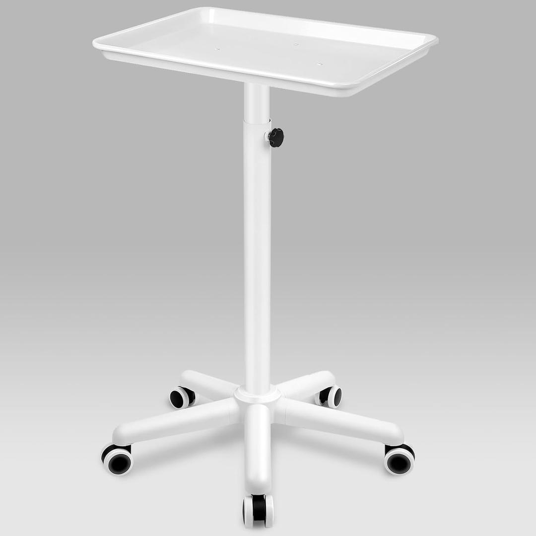 Salon Tray, Salon Rolling Tray with Adjustable Height, Salon Tray on Wheels, Salon Color Tray Ideal Use As Tattoo Tray, Medical Tray and Dental Tray