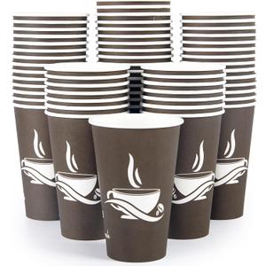 LITOPAK 210 Pack 16 oz Paper Cups, Brown Disposable Hot Coffee Cups for Party, Picnic, Travel, and Events