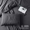 Bioweaves 100% Organic Washed Cotton Percale Weave Pillow Cases Standard Size GOTS Certified Queen Pillow Covers, Envelope Closure  Set of 2, Castle Rock