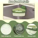 Suction Cup Sink Corner Rack, Suction Cup Sink Corner Rack Strainer, Triangle Storage Rack with Drain Hole, Corner Sink Trash Catcher for Food Waste (Green)