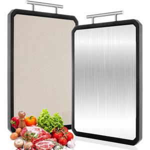 Stainless Steel Cutting Board, Double Sided Chopping Boards Cutting Board for kitchen,Stainless Steel/PP Large Cutting Board for meat,Dishwasher Safe, Non Toxic Chopping Board,15 * 11 Inch