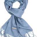 TZ Promise Plain Solid Color Cashmere Feel Classic Soft Luxurious Winter Scarf For Men Women (Demin Blue)