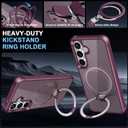 Hocase for Samsung Galaxy S25 Plus Case, with Ring Stand [Magnetic Wireless Charging Supported] [Military Grade Protection] Slim Shockproof Translucent Protective Phone Case - Wine Red