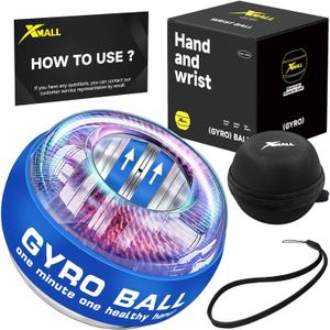 XMALL Torque Ball Hand Exerciser, Grip Strength Trainer, Forearm Strengthener, Wrist Power Gyro Ball, Hand Strengthening Devices, Wrist Strengthener, Finger Exerciser, Auto-Start Colorful Lighting (Blue)