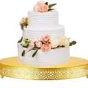 Wenqik Cake Stand 18 Inch Round Metal Cupcake Dessert Wedding Cake Stand Cookies Display Holder Fruit Serving Tray for Table Wedding Birthday Anniversary Party(Gold)