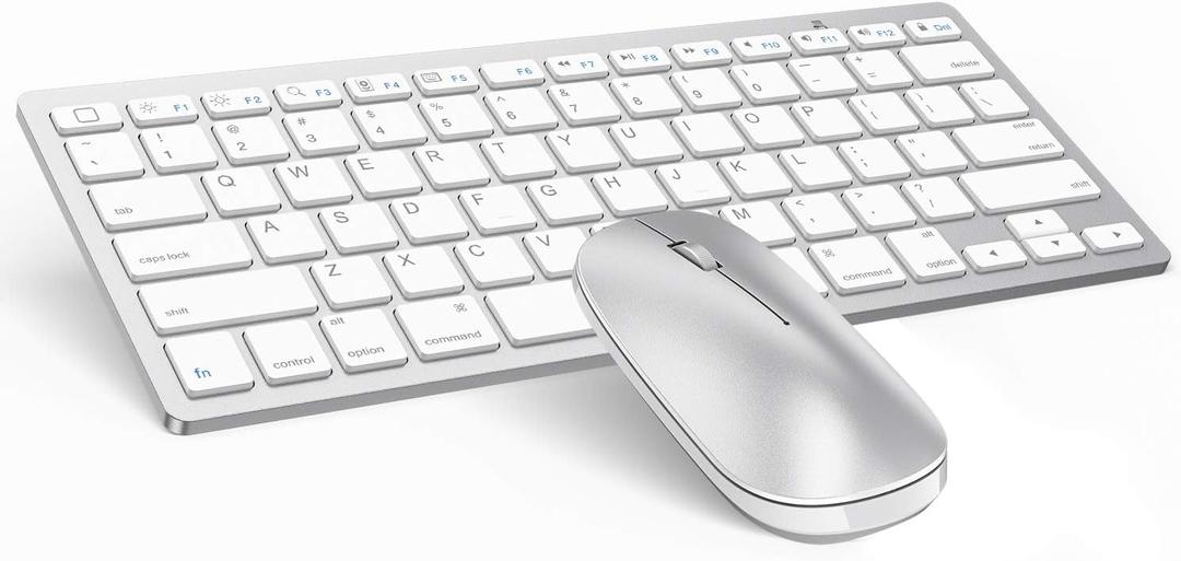 OMOTON Bluetooth Wireless Keyboard and Mouse for iPad (10th/ 9th/ 8th), iPad Pro 13/11 inch M4 2024,iPad Air 13/11 inch M2 2024 and Other Bluetooth Enabled Devices, Silver White
