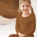 Resinta 2-Piece Unisex Baby Toddler Crew Long Sleeve Legging Set Boys Girls Soft Viscose Ribbed Pants for Daily Life, Size: 2T (Brown)