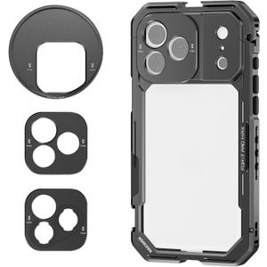 NEEWER 17 Pro Max Cage, Quick Release Video Rig Phone Stabilizer Compatible with iPhone 17 Pro Max with 67mm Filter Ring, 17mm Lens Backplate, T Mount Adapter Compatible with Moment, Black, PA144