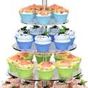 weddingwish 5 Tier Round Cupcake Stand for 50 Cupcakes, Acrylic Cupcake Display Stand, Clear Cupcake Tier Stand, Cupcake Holder Stand