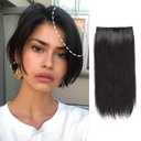 Invisible Hairpin Real Remy Human Hair Clip in Hair Extensions Weft One Piece Short Hair Pieces for Women with Thinning Hair Add Hair Volume Length Fluffy 10 Inch #1B Black