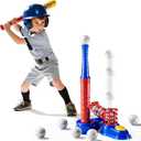 T Ball Sets for Kids 3-5, Baseball T-Ball Set with 10 Balls, Outdoor Sport Toy Games for 3-12 Year Old Boys Girls Toddlers, Training Batting Tee for Backyard and Lawn Play