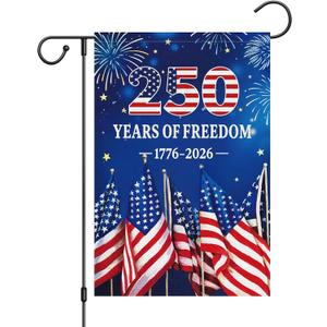 250th Anniversary Garden Flag 12x18 Inch Burlap，Freedom Yard Sign 4th of July Double-Sided 1776-2026 Commemorative Yard Flag Patriotic Outdoor Decoration
