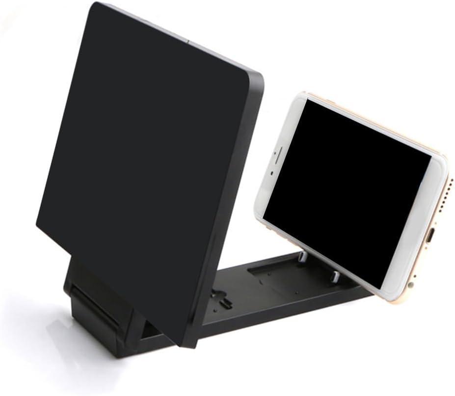 4 x Smart Phone Screen Magnifier Multi-Function Bracket for Cellphones Enlarged Display for Movies and Reading Compatibility Lightweight Portable Design Black (Medium)