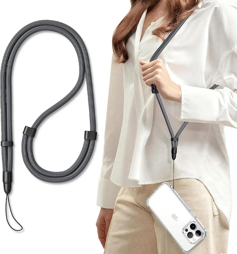 2 x saxsion Adjustable Phone Lanyard with Fishing Line Core, 360 Swivel Crossbody & Neck Strap for Camera, walkie talkie