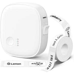 Mini Label Maker Machine with Tape AH-P05, Portable Bluetooth Mini Label Printer, Wireless Thermal Label Maker, Waterproof & Rechargeable, Built-in Cutter, for Home, Office, Kitchen  White
