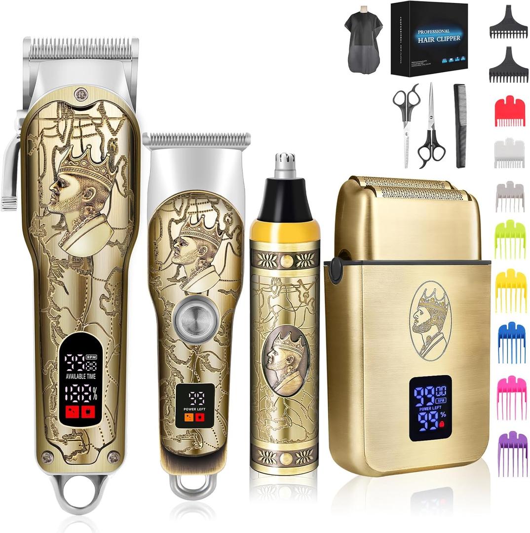 INTRO WILD Professional Hair Clippers for Men Clippers and Trimmers Set, Cordless Hair Clippers, Haircutting Machine with Led Display for Barber Mens Grooming Kit