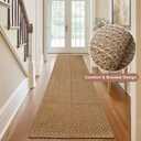 Bathroom Runner Rug,2x6 ft Hallway Runner,Braided Style Kitchen Runner Rugs,Faux Jute Rug with Rubber Backing,Machine Washable Neutral Entryway Runner Non Slip,Tan Brown