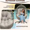 Outdoor Egg Chair Cushion Waterproof Light Grey Outdoor Hanging Basket Seat Cushion Thicken Wicker Egg Chair Cushion for Patio Rattan Swing Chair 47"*35"