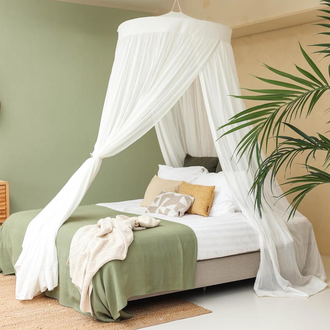 100% Cotton Bed Canopy for Queen & King-Size Beds | 2 Decorative Openings, 169.3"W x 531"L