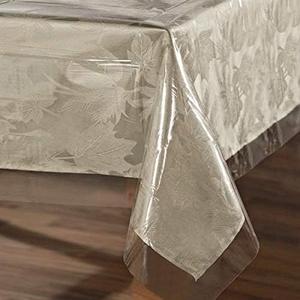 sancua Clear Plastic 100% Waterproof Tablecloth - 60 x 102 Inch - Vinyl PVC Rectangle Table Cloth Protector Oil Spill Proof Wipe Clean Table Cover for Dining Tables, Parties & Camping, Crystal Clear