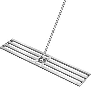 VIVOSUN 48" Lawn Leveling Rake, 48" x 10" x 78" Heavy-Duty Stainless Steel Lawn Leveler with 7FT Adjuatble Long Handle for High Effect, Metal Levelawn for Smooth Soil, Rustproof Rakes for Garden Yard