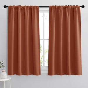 RYB HOME Room Darkening Curtains 54 inches Length, Blackout Window Curtains Drapes Energy Efficient Covering for Bedroom Dorm Glass Door, W 42 x L 54 inch, 2 Panels, Burnt Orange