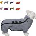 Lovelonglong Warm Dog Coat Double Layers Dog Vest, 4 Legs Covered Windproof Waterproof Reflective Warm Dog Vest Outdoor Skating Dog Costume for Corgis Dachshund Dog Gray D-S