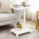 End Table C Table Adjustable Height, 360Swivel TV Tray Table for Small Spaces, Couch Tables That Slide Under, C Shaped Side Tables Living Room and Bedroom for Sofa, Bed,Chair, Snack