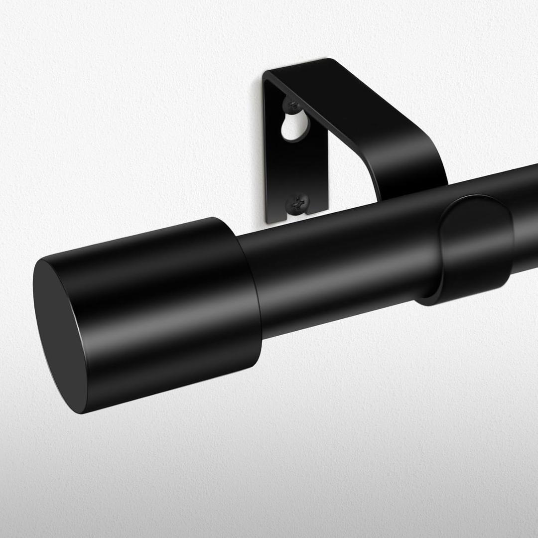 Black Curtain Rods for Windows 66 to 120 Inch(5.5-10ft),1 Inch Diameter Heavy Duty Curtain Rods,Modern Adjustable Curtain Rod,Cylindrical End Cap Drapery Rods,Window Curtains Rod 36-120",Matte Black