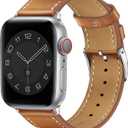 Marge Plus Compatible with Apple Watch Band Series 11/10(42mm), Series 9/8/7(41mm), SE 3/2/1(40mm), (Series 6/5/4(40mm), Series 3/2/1(38mm), Genuine Leather Bands Replacement Strap for iWatch, Women & Men (Brown)