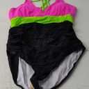 Aidonger Women's One Piece Color Block Swimsuit Tummy Control Slimming Bathing Suit V Neck Cutout High Waisted Swimwear at Amazon Womens Clothing Store XL