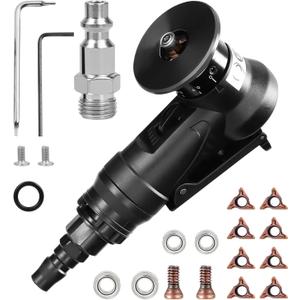 Pneumatic Chamfering Tool Handheld, Mini Air-Powered Chamfering Machine Trimming, 45 Arc Corner with 1/4 Inch Air Inlet for Metal Wood Beveling Deburring (R Angle Blades)