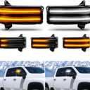 Bestview Sequential Switchback LED Side Mirror Turn Signal Marker Light for 2020-2023 Chevy Silverado GMC Sierra 2500 3500 Tow Mirror Lamps, Smoked Lens Dynamic Amber&White,Pack of 2
