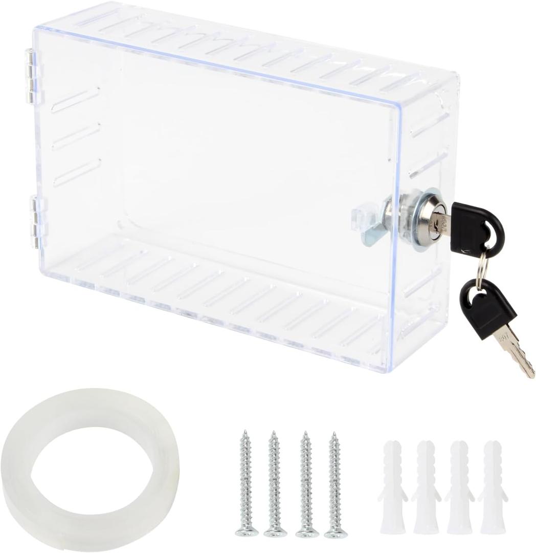 Universal Thermostat Lock Box with Key, Large Thermostat Lock Box Cover with Key, Clear Large Thermostat Cover for Thermostat on Wall, A/C Lock Box Cover with Key Fits Thermostats