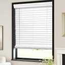 LazBlinds 2-inch Cordless Faux Wood Blinds with Royal Valance, Room Darkening Horizontal Window Blinds, Inside Mount Blinds for Windows - Fit for Window 30.375" W x 60" H - White