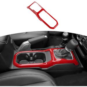 RT-TCZ for Jeep JL Gear Shift Cup Holder Panel Trim Cover for Jeep Wrangler JL JLU 2018 up for Gladiator JT 2020 up Red Interior Accessories