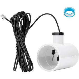 Upgraded GLX-FLO-RP Flow Switch Fit for Hayward Goldline Aquarite Salt System, Metal Pool Water Flow Sensor for Hayward Salt Cell and Chlorine Generator with w/Tee and 15ft Cable