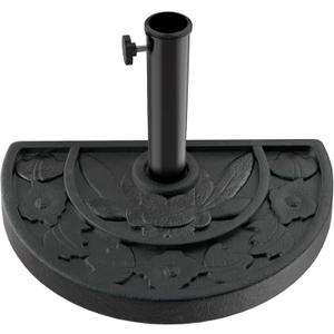 Half Round Umbrella Base - 20lb Weighted Semicircle Freestanding Resin and Concrete Umbrella Stand for Outdoor Use by Pure Garden (Black), 19 Inches X 12 Inches X 13 Inches