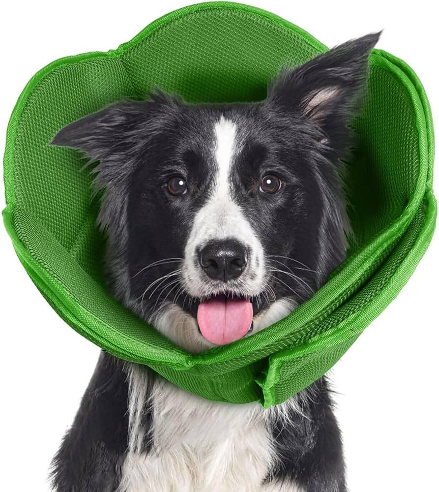 Dog Cone After Surgery - Adjustable Protective Recovery Collar for Large, Medium, Small Dogs & Cats - Comfy Soft Cone Prevents Pets Touching Stitches, Rashes, Wounds - Green, XL (XL(Neck Girth:16.54"-21.65"))
