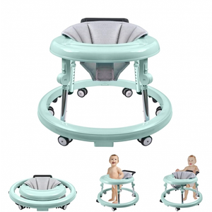 Baby Walker with Wheels, Activity Center with Mute Wheels Anti-Rollover, 5-Position Height Adjustable Foldable Baby Walker for Boys and Girls from 6-18 Months with Footrest…