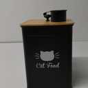 Cat Food Storage Container with Scoop - 5-7 lb (25 Cup) Capacity Metal Cat Food Container with Airtight Bamboo Lid and Metal Scoop - Airtight Pet Food Storage Containers 5 lb - 7 lb Kibble Container (Black)