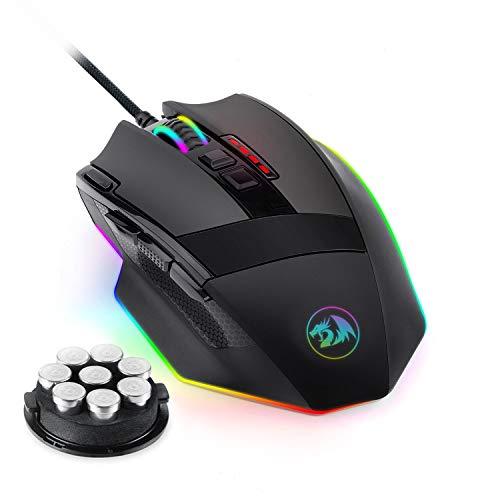 Redragon M801 Gaming Mouse, RGB PC Gaming Mouse MMO with 9 Programmable Buttons Macro Recording, 16000 DPI, Fire Button for Gaming Windows Computer - Wired, Black