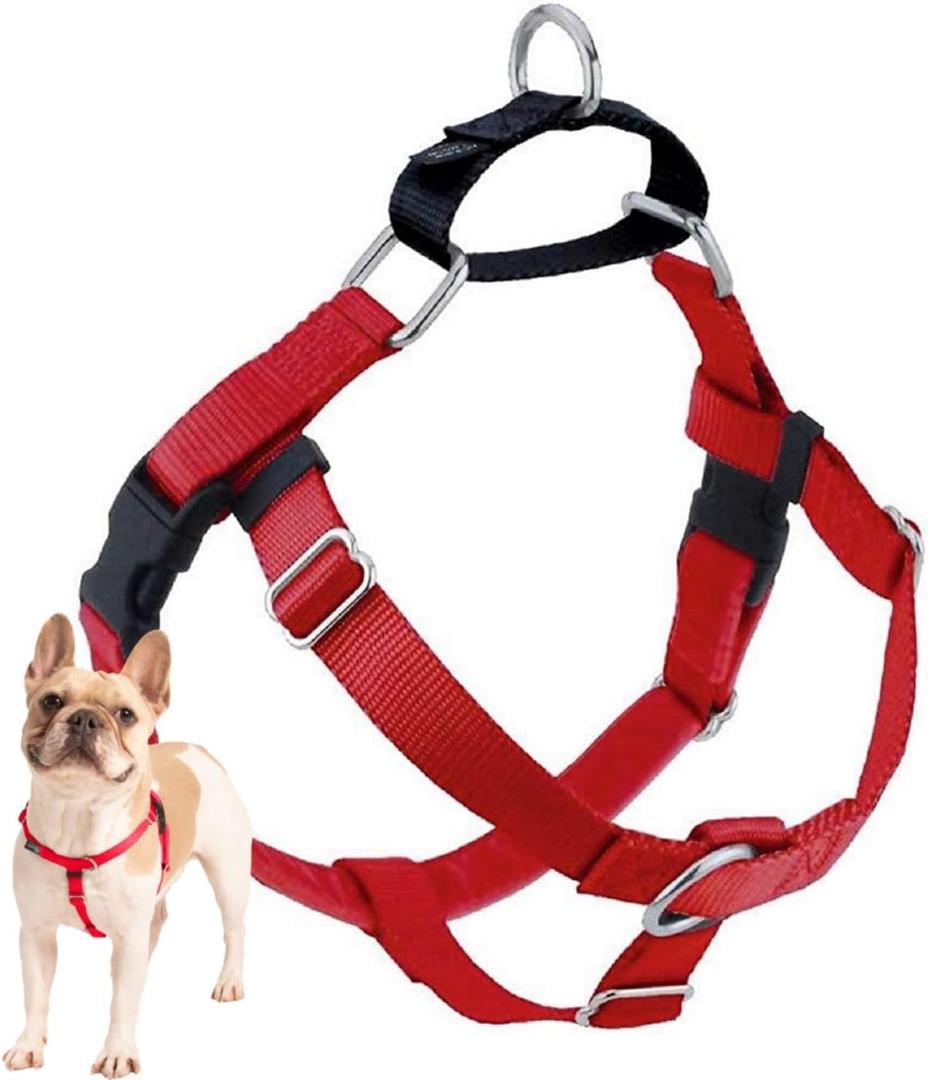 2 Hounds Design Freedom No Pull Dog Harness, Adjustable Harness, Easy Walking & Comfortable Control, Fits Small, Medium & Large Dogs, Solid Colors, Made in USA, 5/8" SM, Red