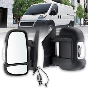 Left Driver Side Mirror Compatible with 2014-2025 Ram Promaster 1500/2500/3500 with Temperature Sensor turn signal light manual folding Without Power glass Replace#CH1320417 5VE99JXWAB(2+2Pins)