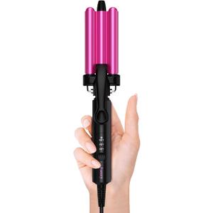 Farery Mini 3 Barrel Hair Waver - Portable Beach Wave Curling Iron for Short Hair, 1/2 Inch Ceramic Crimper with 3 Temp Settings & 30s Fast Heating, Dual Voltage Travel Hair Waver for Women, Pouch Bag