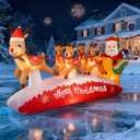12 FT Christmas Inflatable Santa Sleigh with 5 Reindeer Outdoor Decoration, Blow Up Yard Decor with Bright LED Lights, Santa Claus Xmas Decor for Garden Lawn Backyard