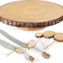 Wood Cake Stand- /w Wooden Slice Cake Topper and Cake Cutting Set, 12 Rustic Wedding Cake Stand, Wooden Cake Stand for Wedding Receptions or Any Special Events