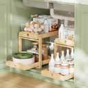 APRTAT 2 Pack Under Sink Organizer, Bamboo Wooden 2-Tier Pull-Out Storage with Sliding Drawers for Kitchen and Bathroom Cabinets, Easy Installation (Natural)