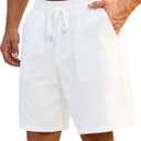 Mens Shorts Casual for Summer Beach Cotton Drawstring Stretch Twill Chino Golf Shorts Elastic Waist with Pockets (Small, 2-white)