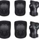 Kids Knee Pads Elbow Pads Guards 6 in 1 Protective Gear Set Ages 3-7 Toddler Boys Girls Kids for Multi Sports Roller Skates Cycling BMX Bike Skateboard Inline Skating (Black)